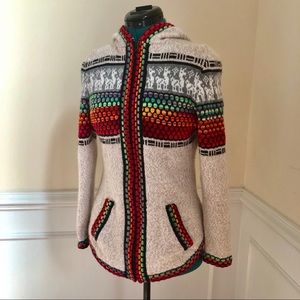 Rainbow llama or alpaca cardigan from Chile